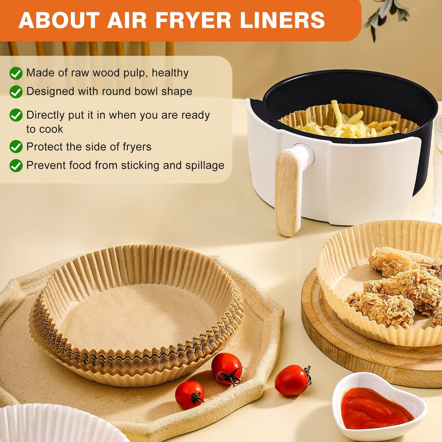 400 Pcs Air Fryer Paper Liners, 8" Square Air Fryer Liners Disposable, Heavy-Duty Parchment Paper for 5-8 qt Airfryer Basket, Non-Stick & Grease-Proof Baking Liner for Oven Pan