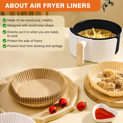 400 Pcs Air Fryer Paper Liners, 8" Square Air Fryer Liners Disposable, Heavy-Duty Parchment Paper for 5-8 qt Airfryer Basket, Non-Stick & Grease-Proof Baking Liner for Oven Pan