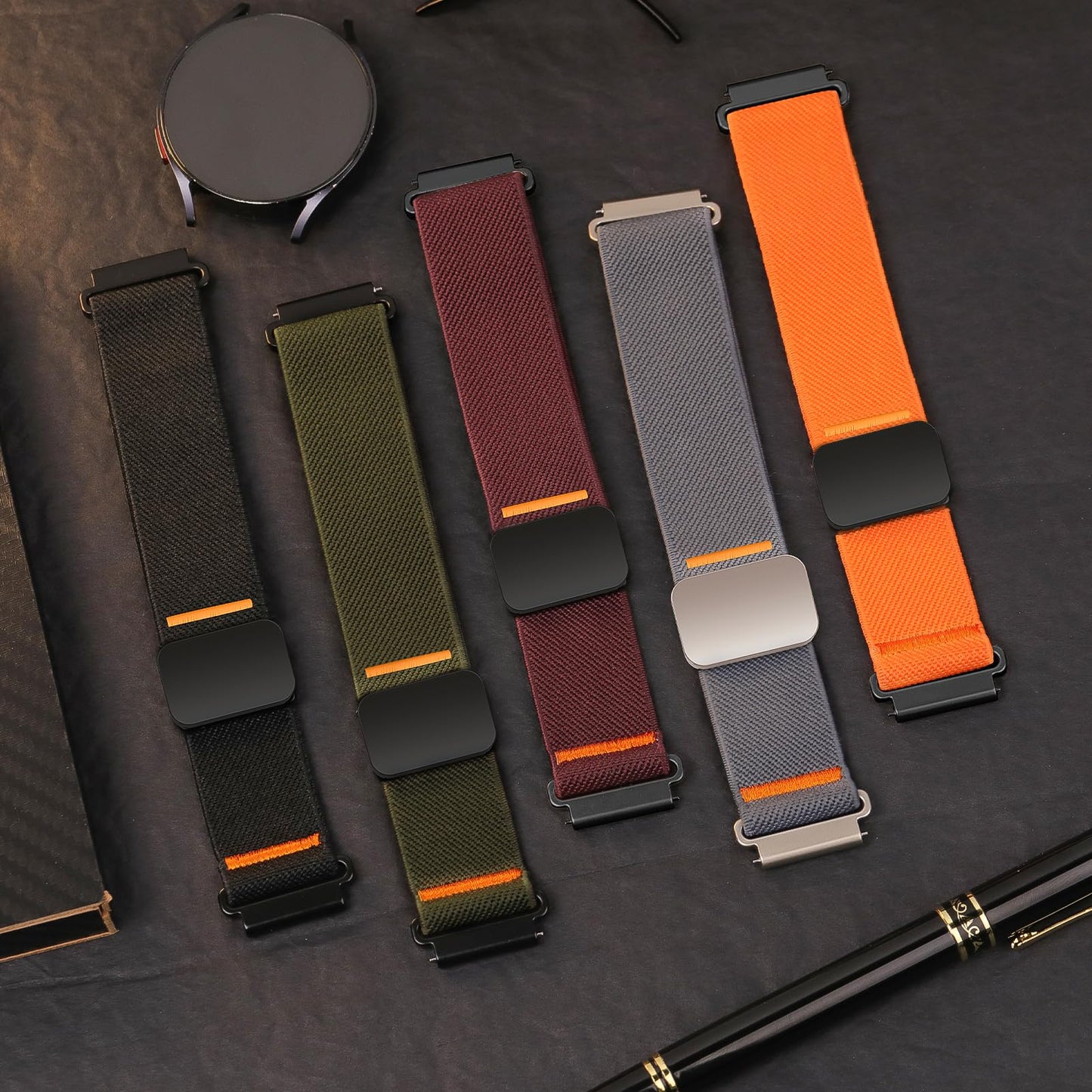Magnetic Elastic Bands for Samsung Galaxy Watch 7/6/5/4/FE 40mm 44mm/Galaxy Watch 6 Classic 43 47mm/5 Pro 45mm/4 Classic 42 46mm/Active 2, 20mm Wristband Stretchy Nylon Sport Strap Men Women