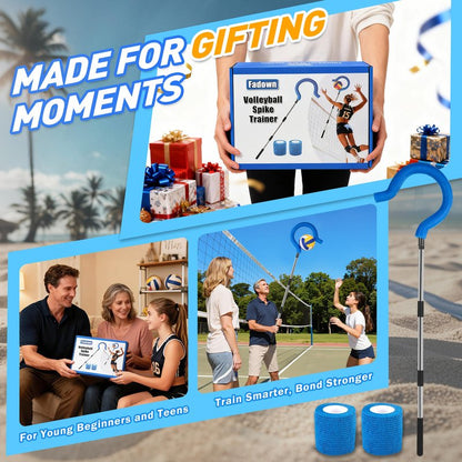 Adjustable Volleyball Spike Trainer with Question Mark Hook, Portable Lightweight Hitting Trainer for Serving, Spiking & Jump Training, Real-Ball Feel, Volleyball Gift for Beginners & Pros (No Ball)