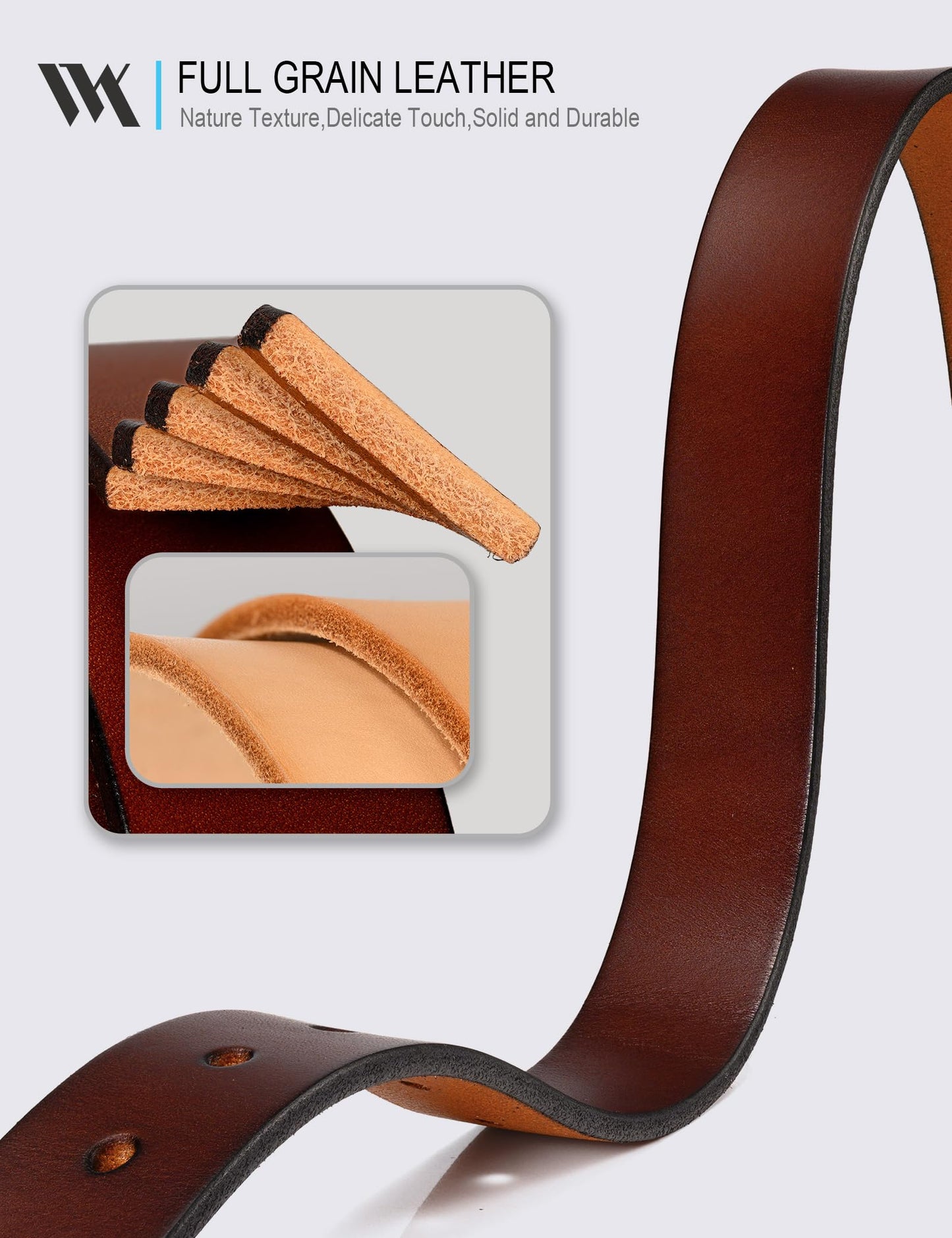 WOLFANT Womens Casual leather Jean Belt,1.1" Ladies Belt with Gold Buckle,100% Italian Full Grain Real Solid Leather