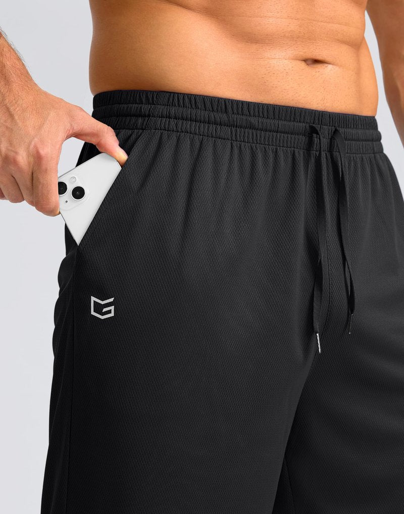 G Gradual Men's Athletic Shorts with Pockets 9" / 11" Long Basketball Shorts Lightweight Quick Dry Gym Workout Shorts for Men(Light Blue,4XL)