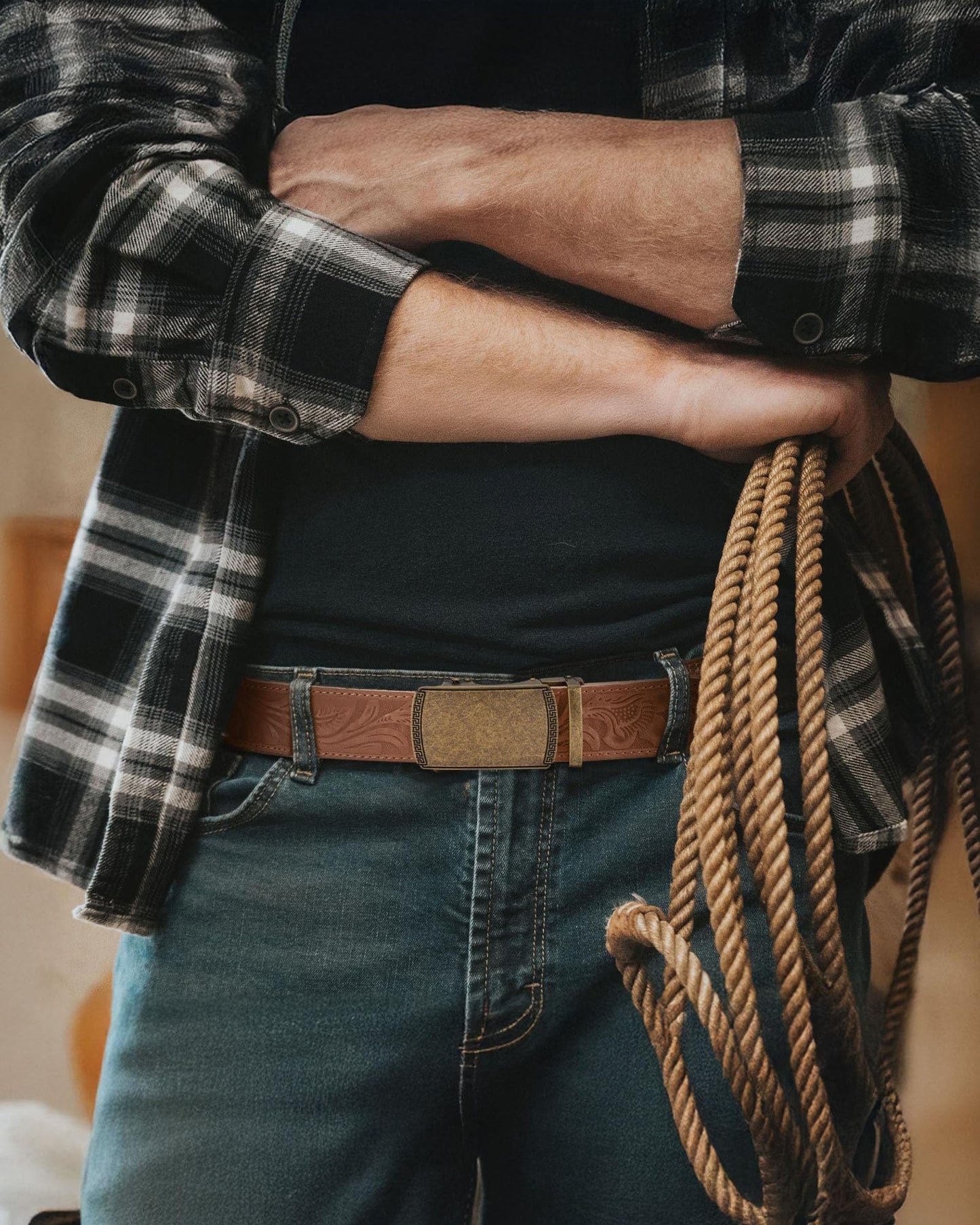 CHAOREN Mens Belt Leather Ratchet Belt - Customizable Fit, Effortless Style (35mm)
