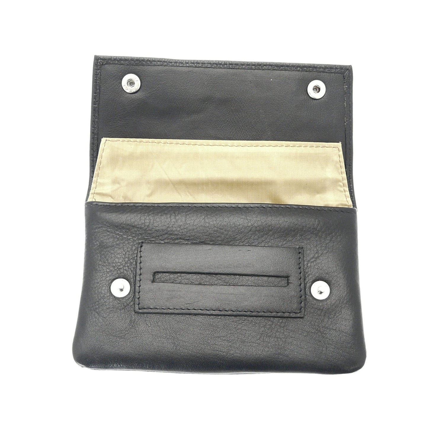 Premium Soft Black Leather Cigarette Rolling Tobacco Pouch Case Organiser