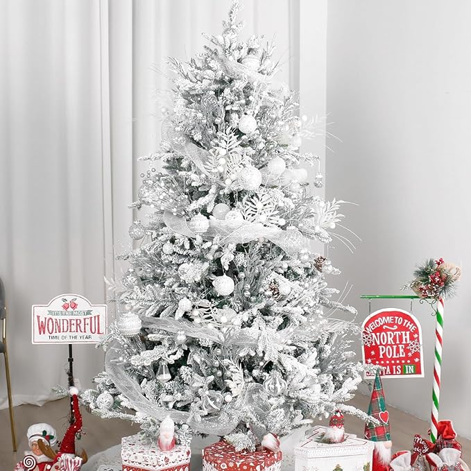 Super Holiday Christmas Ball Ornaments, 33PCS Silver Clear Shatterproof Plastic Foam Ornaments Set for Hanging Xmas Tree Holiday Thanksgiving Party Decor.