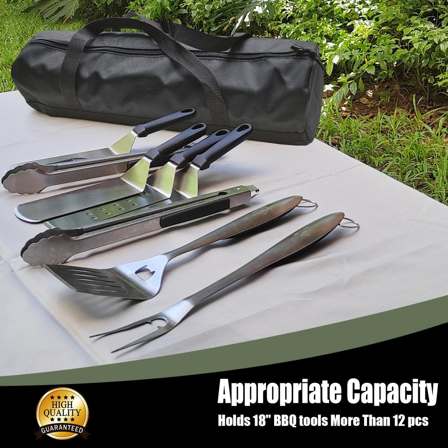 M-HHonger BBQ Accessories Storage Bag, Tool Bag for Barbecue Tools Storage, Grill Accessory Storage, Outdoor Camping Barbecue Carry Bag,Can Hold Grill Utensils Up to 18", BBQ Gifts for Men