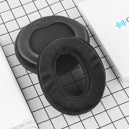 Geekria Comfort Velour Replacement Ear Pads for Audio-Technica ATH-M50X, ATH-M50xBT2, ATH-M40X, ATH-M30X, ATH-M20X, ATH-M10 Headphones, Repair Parts with Video Guide (Black)