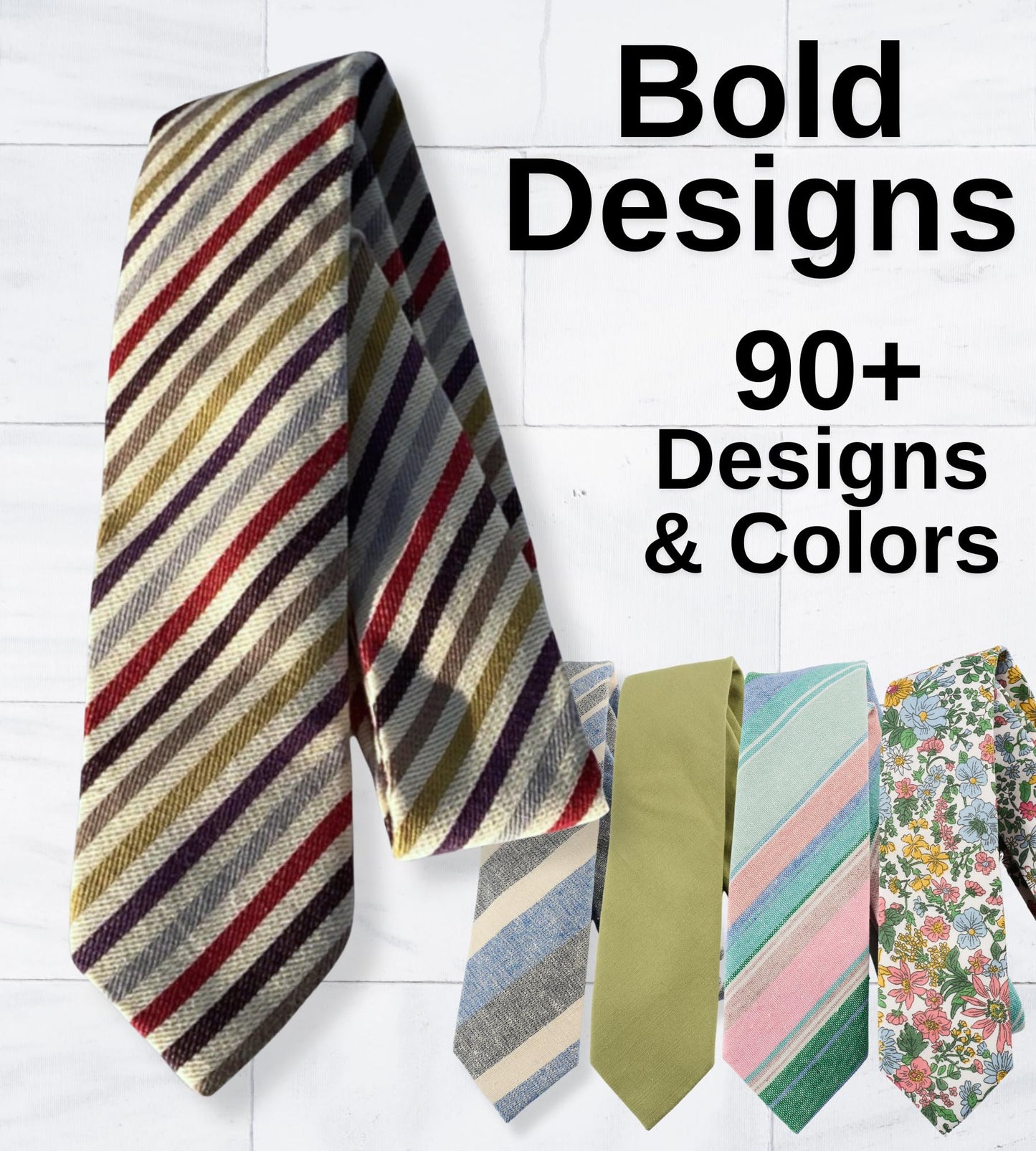 Otis & Oliver Skinny Tie Cotton Striped Modern Necktie Great for Weddings, Dances, Missionaries, Dads, Grooms and Groomsmen (Prague)