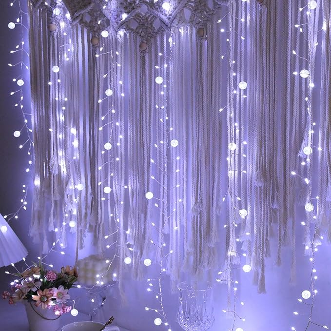Copper Wire Firecracker Christmas Lights, 26FT 400LED Plug-in Twinkle Cluster Fairy Lights for Christmas Tree with Remote for Bedroom Dorm Wreath DIY Wedding Christmas Decoration