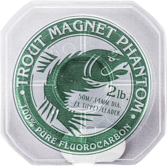 Trout Magnet Fluorocarbon Leader Line - Ultra-Invisible 100% Clear Tippet for Trout Fishing | 50 Meter Spool