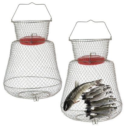 weyleity 2 Pack Floatable Galvanized Steel Wire Fish Basket