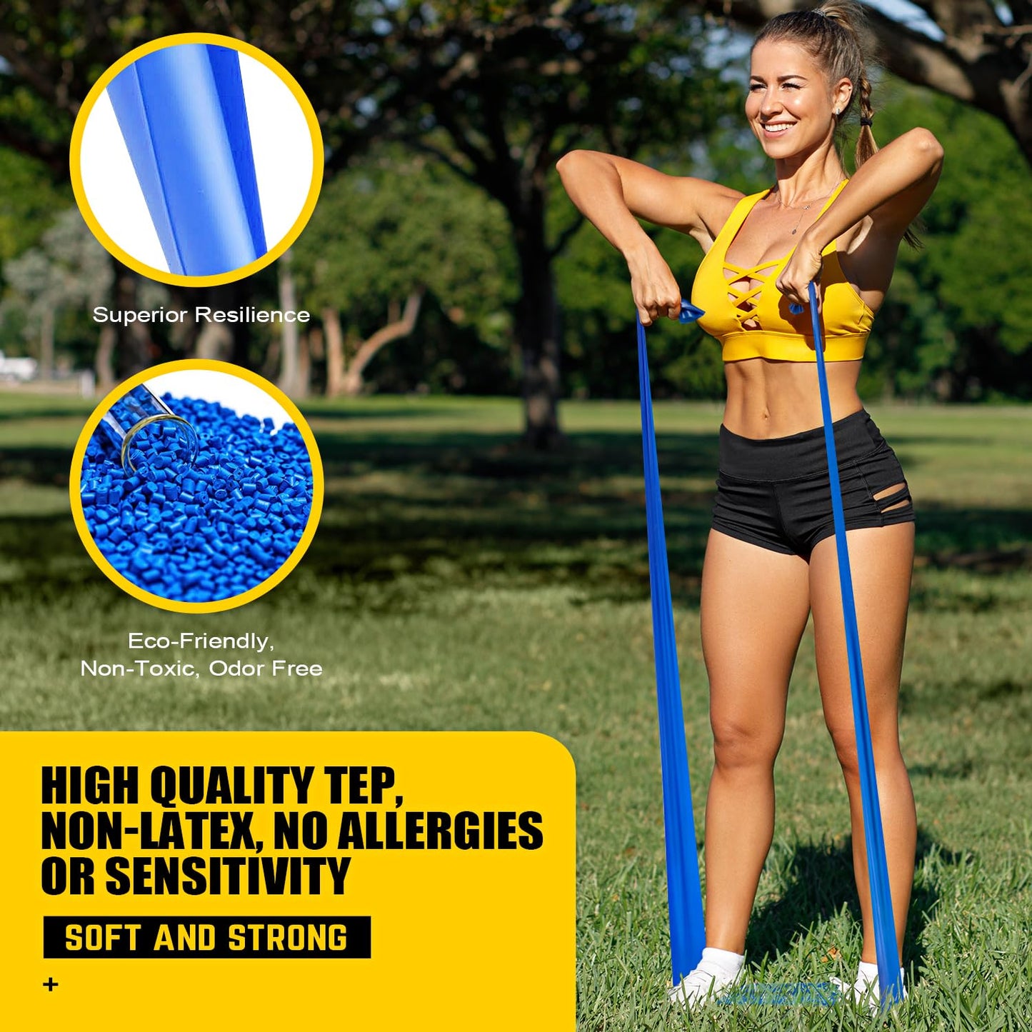 Resistance Bands, Exercise Bands, Physical Therapy Bands for Strength Training, Yoga, Pilates, Stretch Elastic Band with Different Strengths, Workout Bands for Home Gym