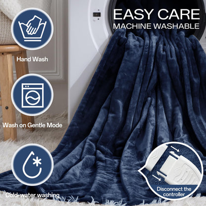 Heated Blanket Twin, Electric Blanket Soft Sherpa Flannel, 10 Hours Auto Shut-off & 8 Fast Heating Levels, Machine Washable ETL Certified, Heating Blanket for Bed & Sofa (62x84 inches, Gray)