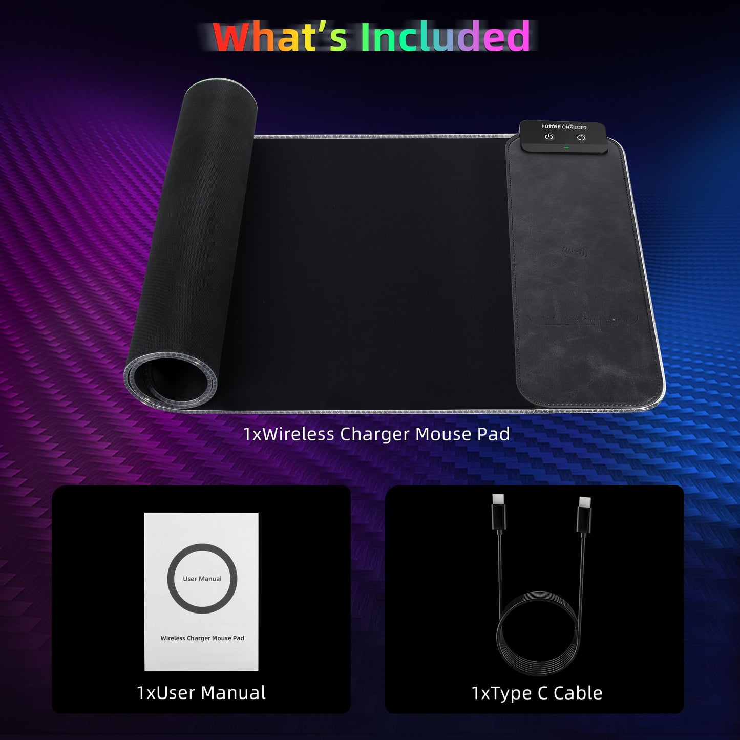 Gaming Mouse Pad, Wireless Charging Mouse Pad Gaming, 31.5"x11.8" Large RGB Desk Mat for Laptop/Computer/Keyboard, 9 Light Modes, Waterproof Smooth Surface, Non-Slip Base, Black