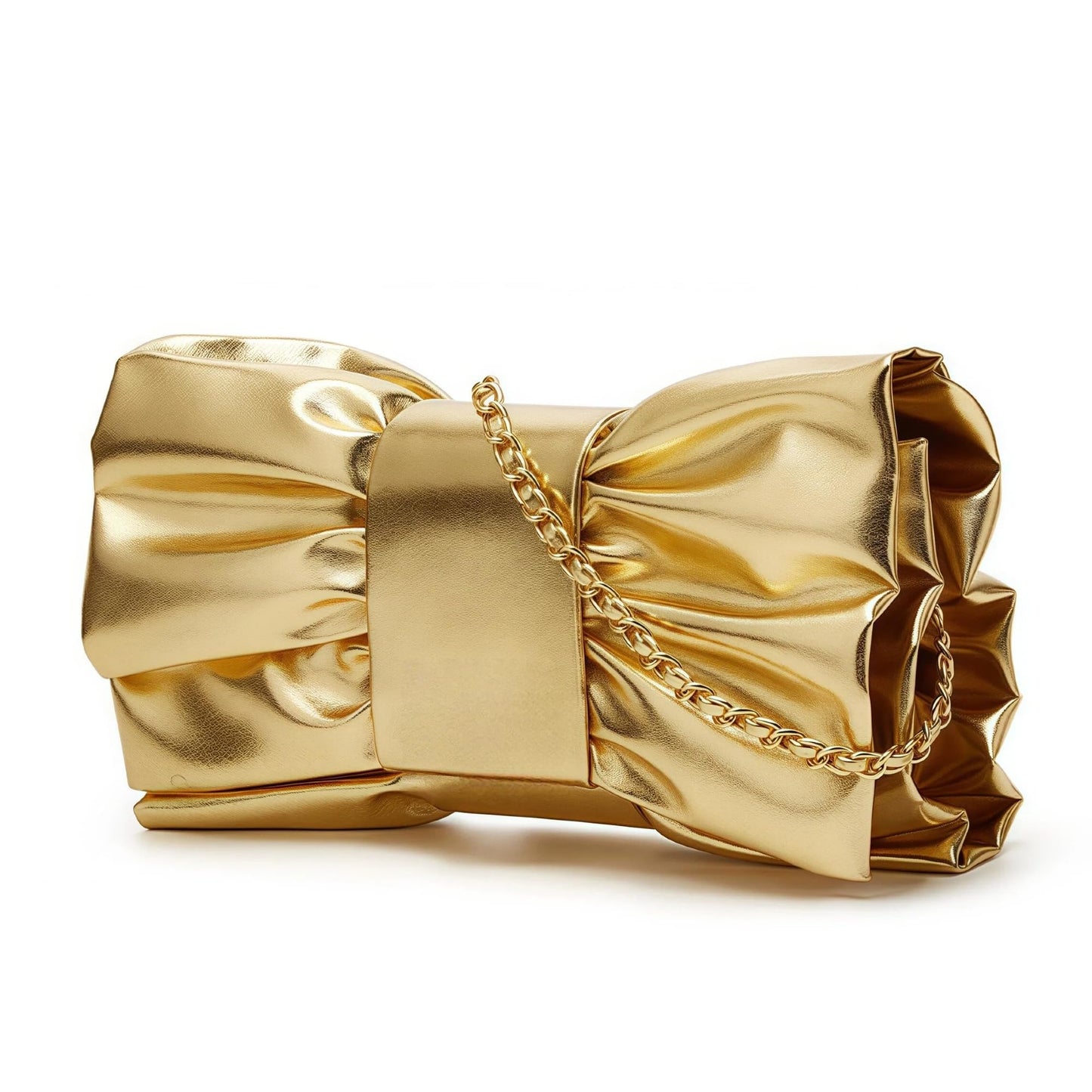CTTOVIS Evening Clutch Bag Women Bow Purse Handbags Pu Leather Designer Crossbody Bag for Wedding Cocktail Prom Party (Gold)