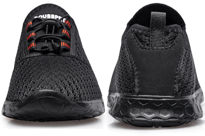DOUSSPRT Men's Water Shoes Quick Drying Sports Aqua Shoes Dark Allblack Size 7