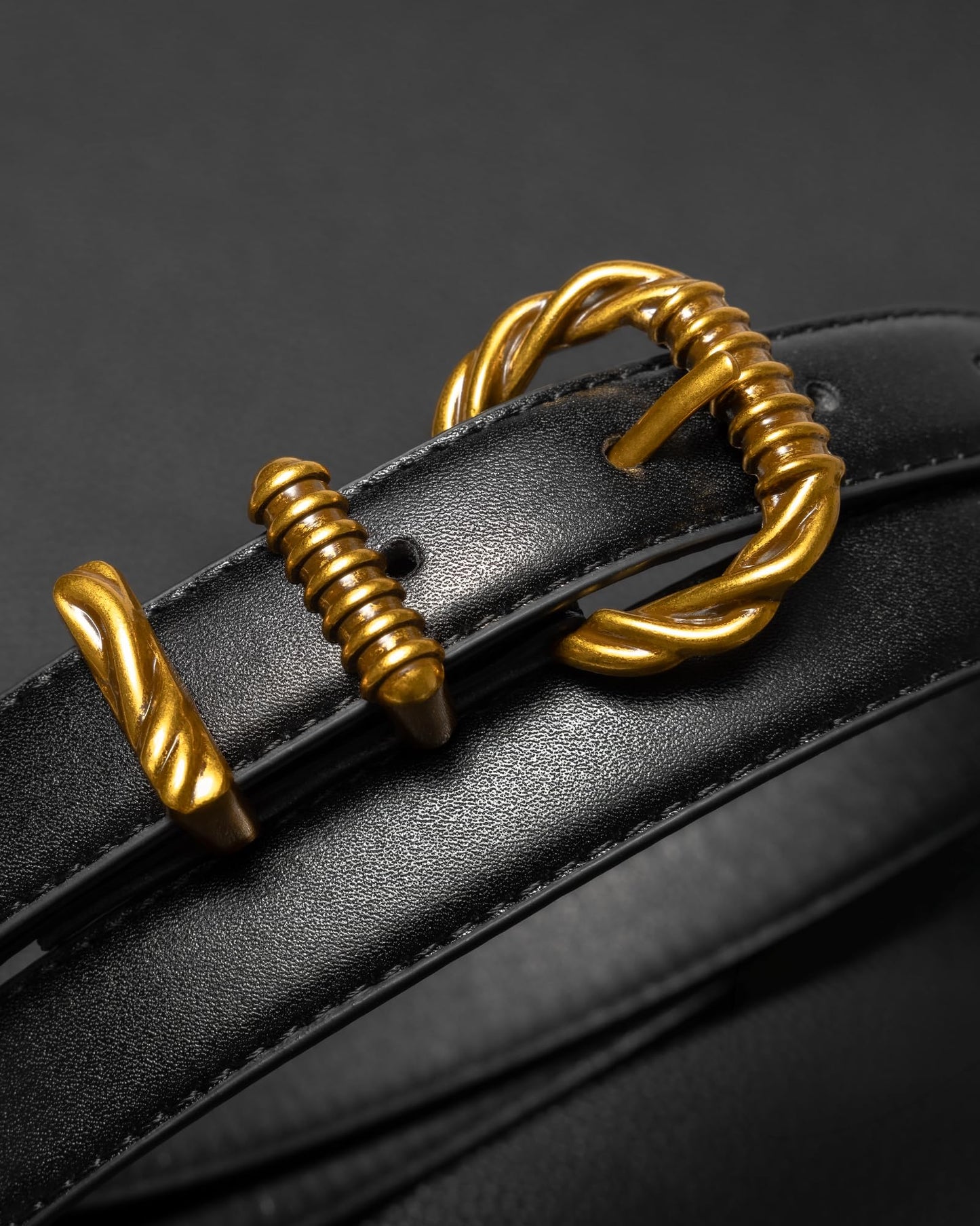 taffeta alley Black Belt Women with Vintage Gold Buckle, 1inch Slim Dress Belt for Women Jeans Pants Trousers Dresses