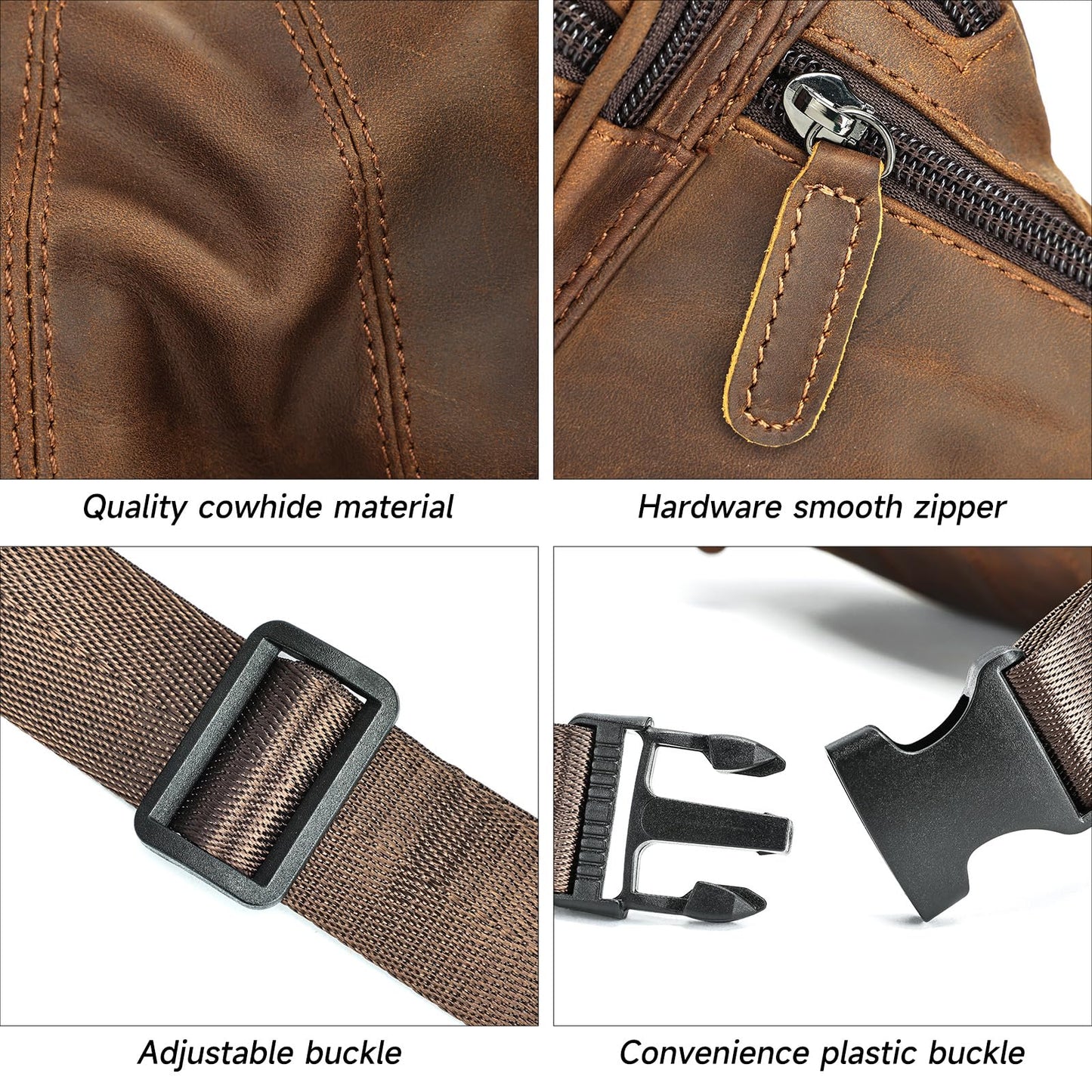 Crazy Horse Leather Mens Fanny Pack for Women Belt Bag Purse Running Waist Pack for Phone Bum Hip Bags Shoulder Crossbody Bags