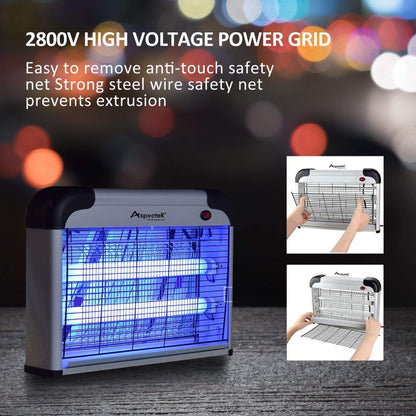 ASPECTEK Insect Killer, Bug Zapper,Powerful 20W Electronic Indoor Fly Zapper, Mosquito Killer-Indoor Use Including Free 2 Pack Replacement Bulbs