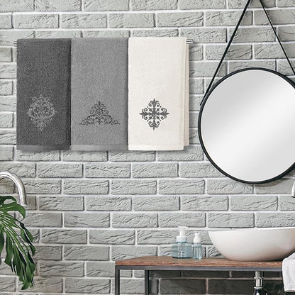 3 Pcs Decorative Gray Hand Towels