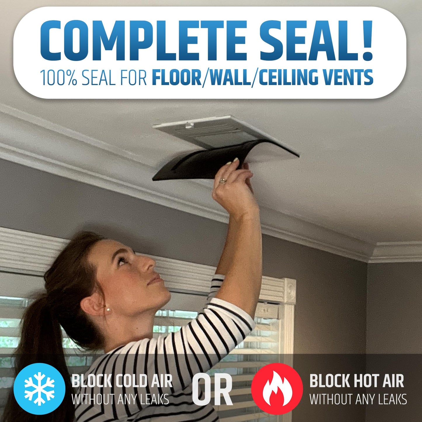 Powerful Magnetic Vent Covers (2-Pack) that Will Never Fall Off (Upgraded Design) - for Sealing Floor/Wall/Ceiling Registers of Width 11.25" to 12", Length 11.25" to 12" | Vent Not Included | White