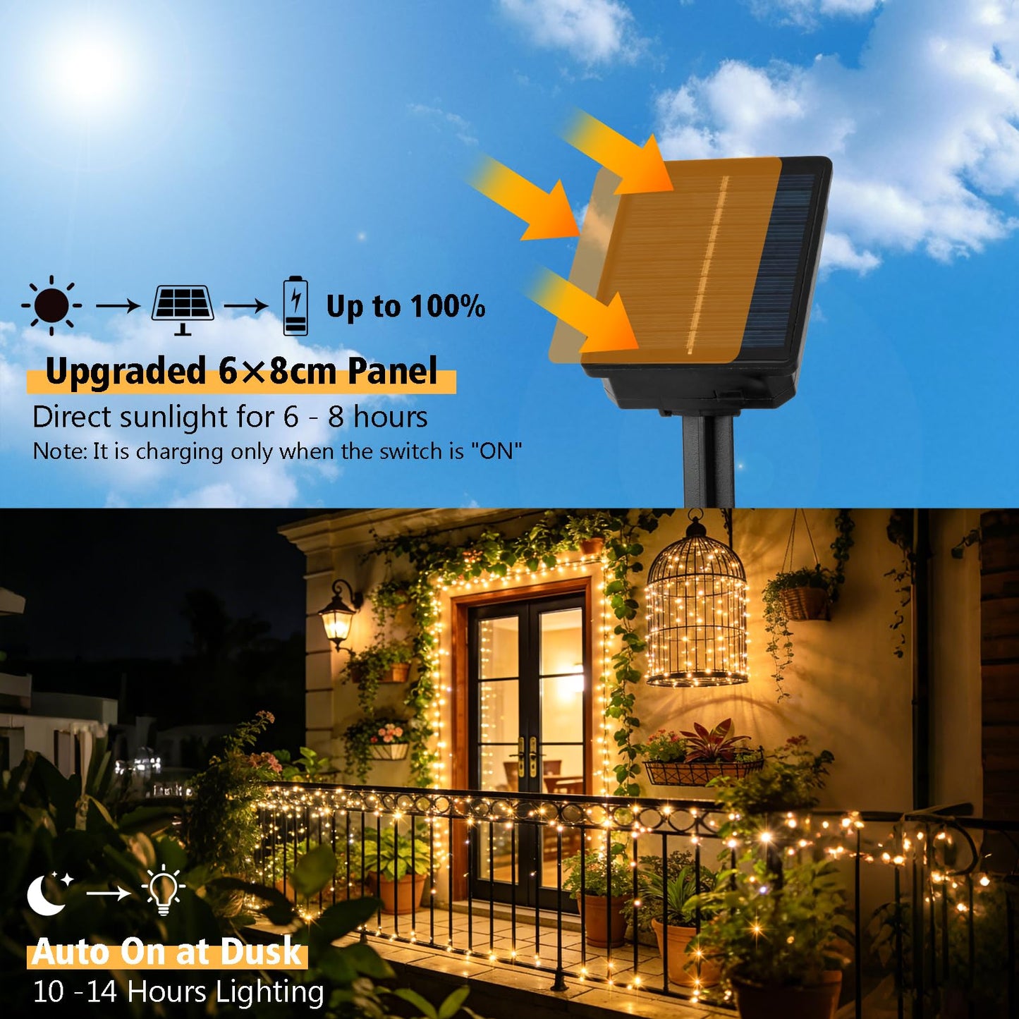 4 Pack Solar Fairy Lights Outdoor, 131ft 400 LED Solar String Lights Outdoor Waterproof with 8 Modes, Green Wire Twinkle Lights for Outside Christmas Garden Party Decorations (Warm White)