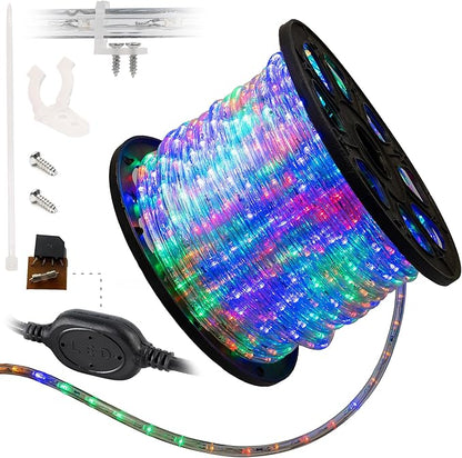WYZworks 1656LEDs 150ft LED Outside Rope Lights, Outdoor ETL Certified Waterproof Permanent 360 Degree Light Emitting, Flexible Tube, Connectable, Christmas Palm Tree Exterior Landscape, Colorful