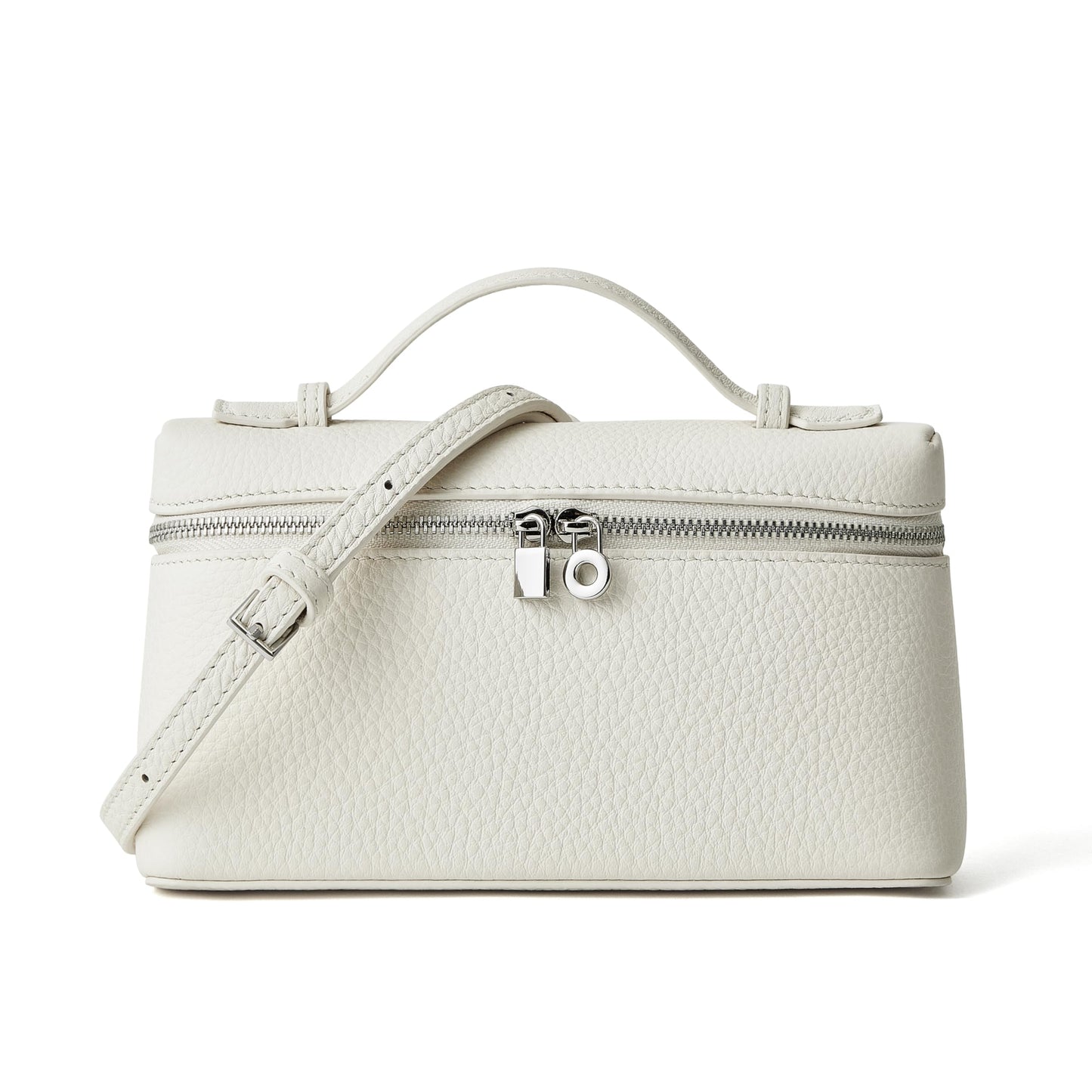 DORIS&JACKY Small Leather Crossbody Bag for Women, Designer Mini Top Handle Clutch Phone Bag with Adjustable Shoulder Strap (White)