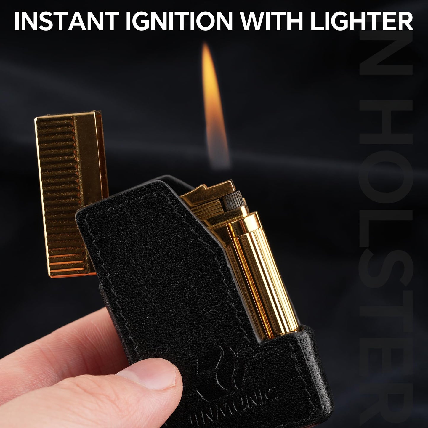 JINMUNIC Leather Lighter Case Cover Holder Sleeve Pouches for S.T Dupont Ligne 2 Lighter Accessories Small Gift Fathers Day for Men