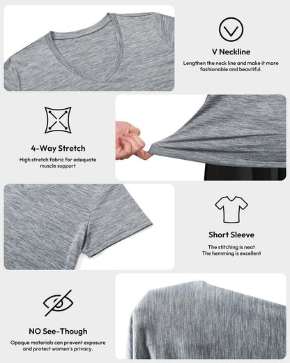 Workout Shirts for Women, Moisture Wicking Quick Dry Active Athletic Women's Gym Performance T Shirts