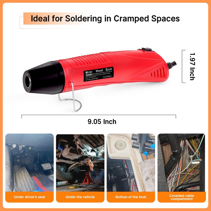 Kuject Mini Heat Shrink Gun Kit, 820PCS Solder Seal Wire Connectors & Heat Shrink Tubing Kit, Waterproof Heat Shrink Wire Connectors Kit with 482~752°F Heat Gun for Marine Automotive Wiring, AWG26-10