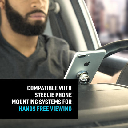 Nite Ize Steelie Magnetic Phone Socket Plus - Dashboard Phone Mount Socket with Strong Magnet - Phone Holder Accessory Compatible with Steelie Phone Mounting Systems - Grey