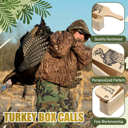 Soulchen 2 Pack Turkey Box Calls for Hunting, Wood Construction, Simulating Wide Range of Realistic Sounds Turkey Calls for Hunters