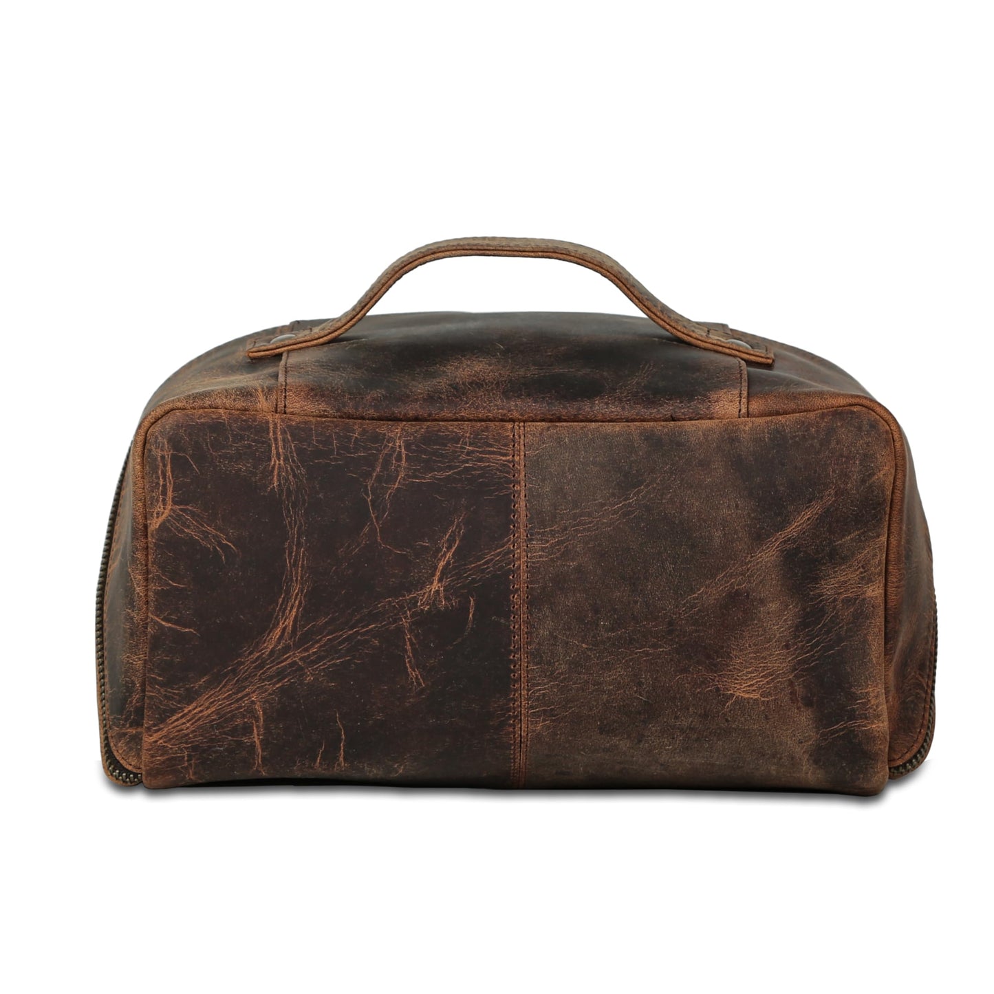 KomalC Luxury Leather Men’s Toiletry Travel Bag – Handmade Shaving Kit with Waterproof Interior, Spacious Storage & Carry Handle – leather travel Kit Bag for Men & Women (Dark Brown)
