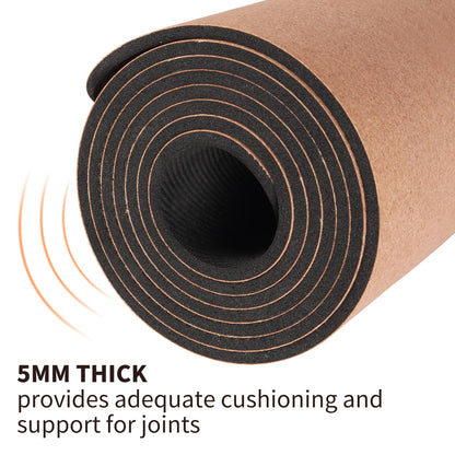 IKULE Premium Cork Yoga Mat Non Slip Thick Cork Exercise & Fitness Mat for Yoga, Pilates, & Home Workouts(72" x 24" x 5mm Thick)