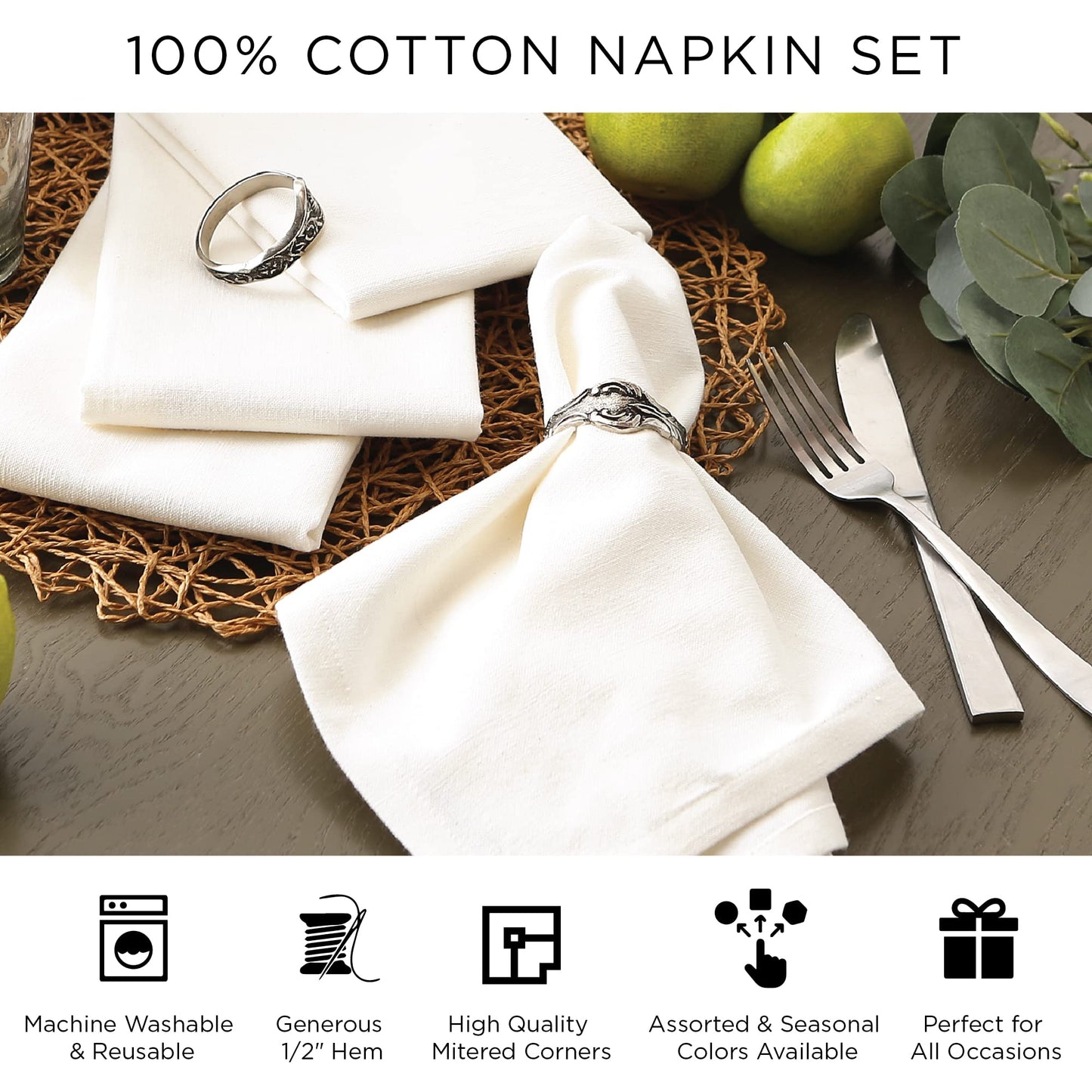 DII Autumn Pumpkin Spice Kitchen Collection Fall/Thanksgiving Cotton Table Décor, Square Napkin Set, 20x20, Orange Plaid, 6 Piece
