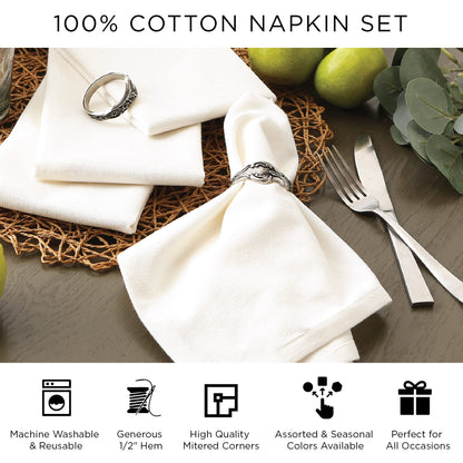 DII Autumn Pumpkin Spice Kitchen Collection Fall/Thanksgiving Cotton Table Décor, Square Napkin Set, 20x20, Orange Plaid, 6 Piece