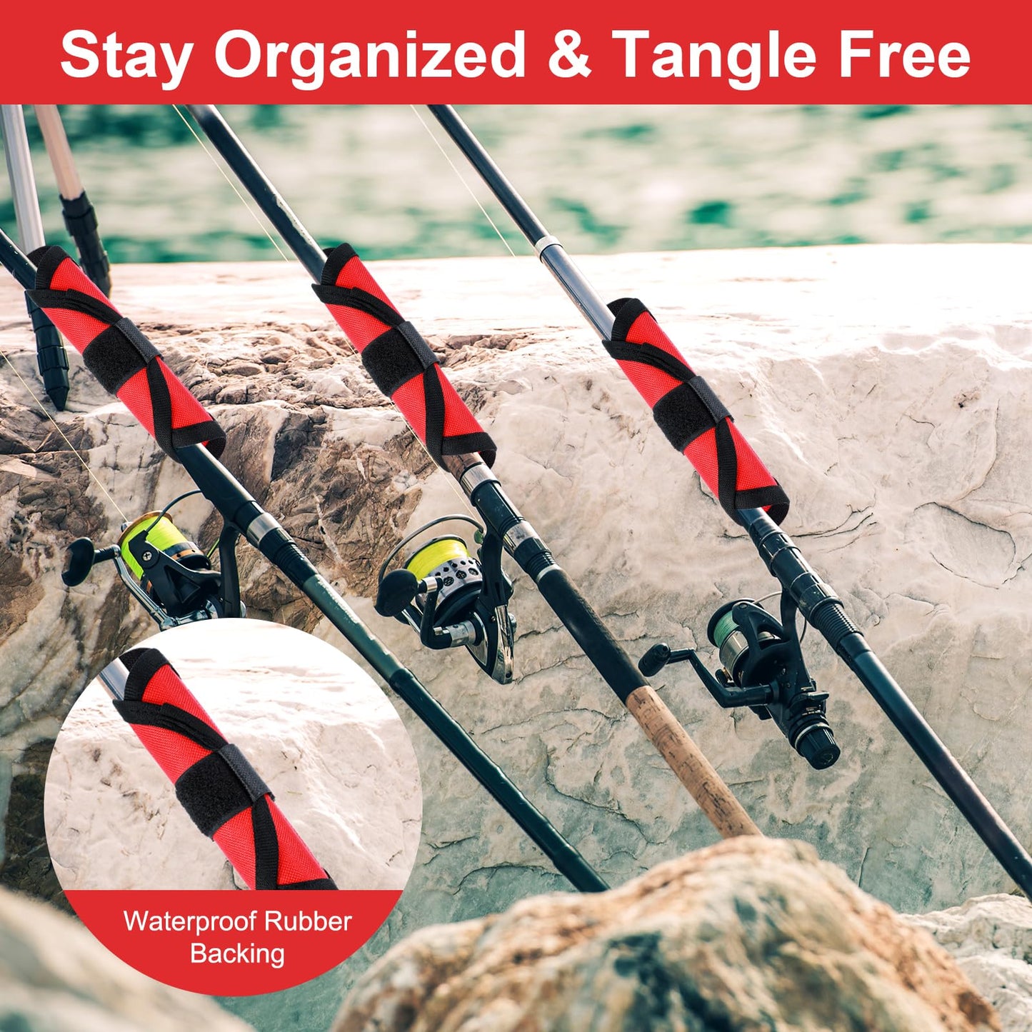 Quilax 6 Pcs Lure Wraps, 5.9 Inch Fishing Lure Wraps, Bait Gloves Lures Shield for Fishing Rod, Fish Hook Storage Protectors, Pole Sleeve Guard for Protecting Fishermen(Red)