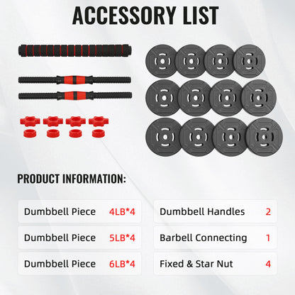 Fitvids Multi-Functional Portable Changeable Dumbbell and Barbell Kettlebell Set with Adjustable Weights, 40LBS or 60LBS Sets, 2-in-1 or 4-in1, Multiple Styles