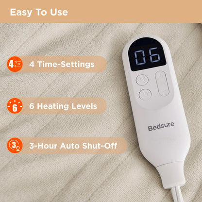 Bedsure Heated Blanket Wearable Shawl - Electric Wrap Poncho Blanket Hoodie for Adult, Birthday Gifts for Mom Women, Sherpa Heating Throw with 4 Time Settings & 6 Heat Settings, 55x64 inches, Grey