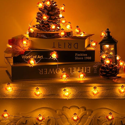 10 Ft 30 LED Thanksgiving Decorations Turkey String Lights, Thanksgiving Lights Decorations Battery Operated Turkey Lights Copper Wire Fairy String Lights for Party Home Indoor Decor