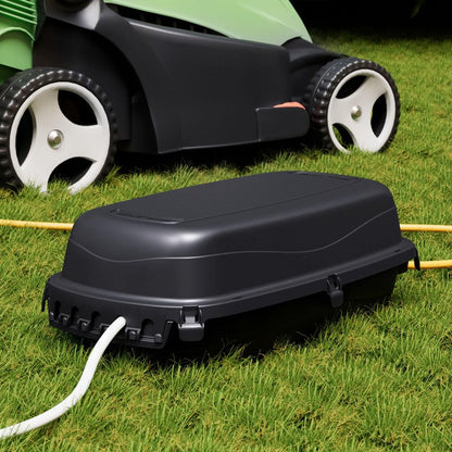 D-Line Outdoor Weatherproof Electrical Cable Box, IP54 Rated for Safe Outdoor Use, Power Strip Enclosure, Plug Protector, Garden Extension Cord Cover - 11.4in (L) x 4.92in (W) x 4.33in (H) - Black