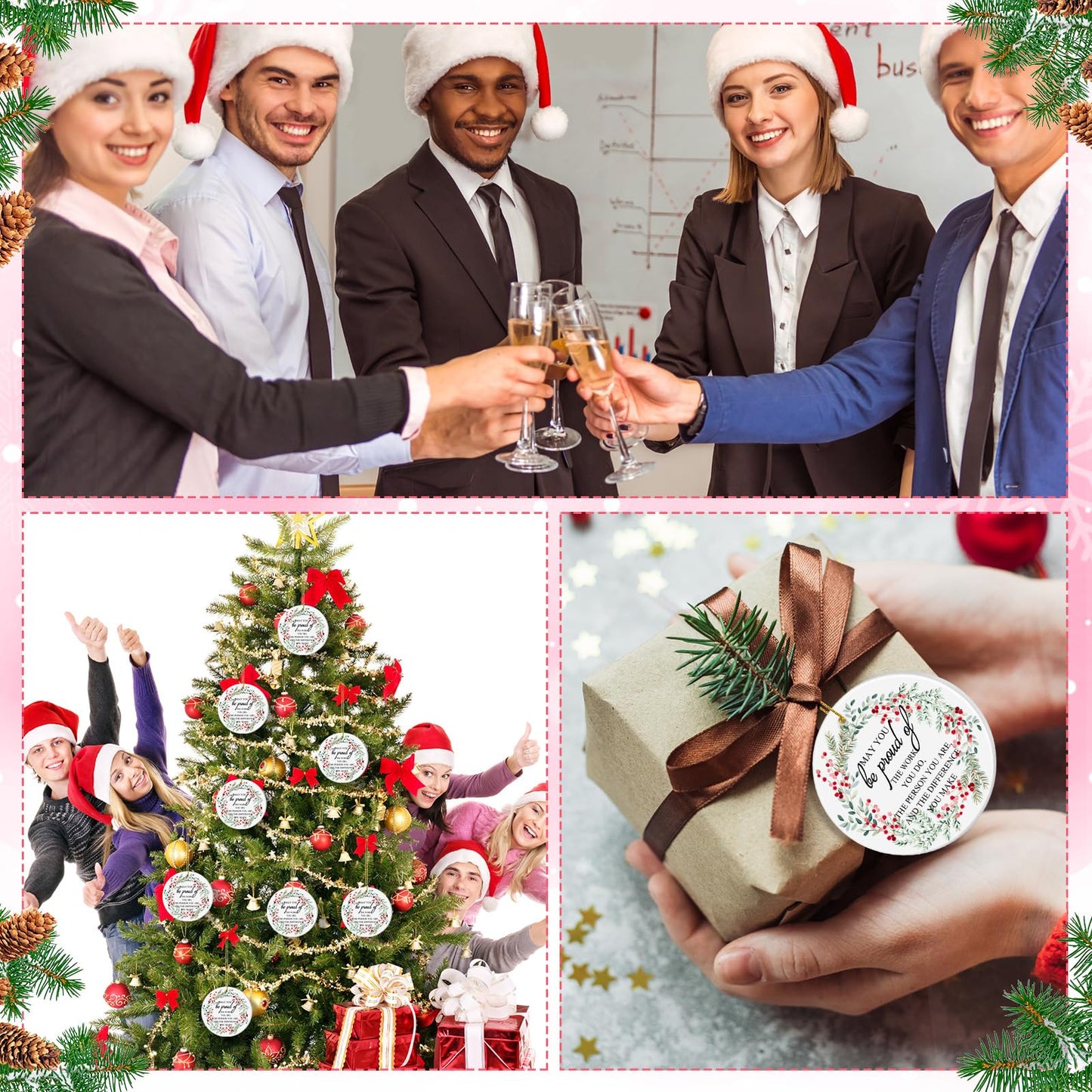 Suzile Employee Christmas Ornaments Coworker Thank You Gifts Bulk May You Be Proud Ornament Keepsake Ceramic Hanging Plaque Xmas Appreciation Gifts for Teacher Volunteer(16 Sets,May You)