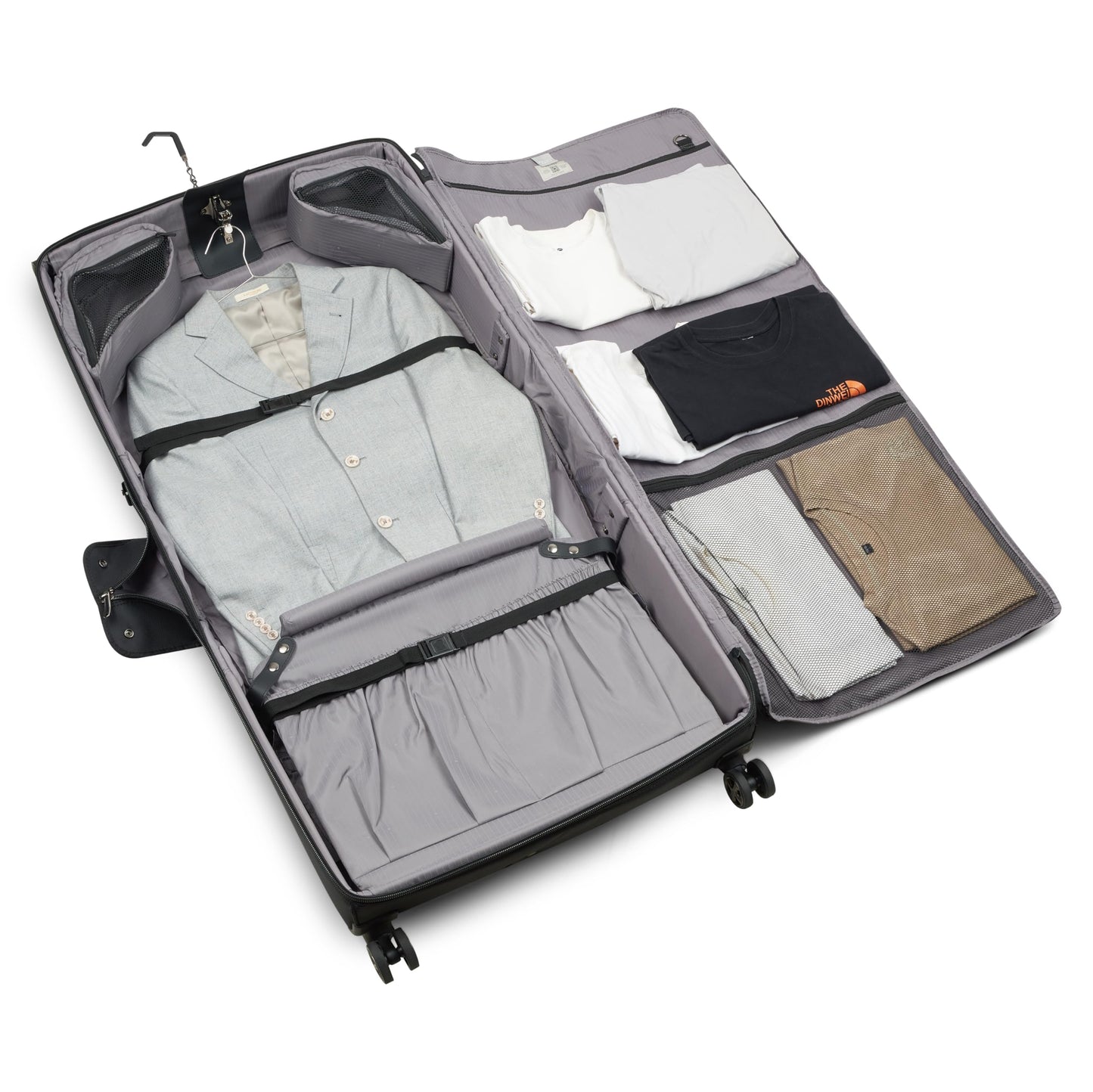 DELSEY PARIS Helium DLX - Rolling Garment Bag with Spinner Wheel - Lightweight Travel Garment Bag - SECURITECH Zip - Suit and Dresses Rolling Travel Bag - Checked Size, Black