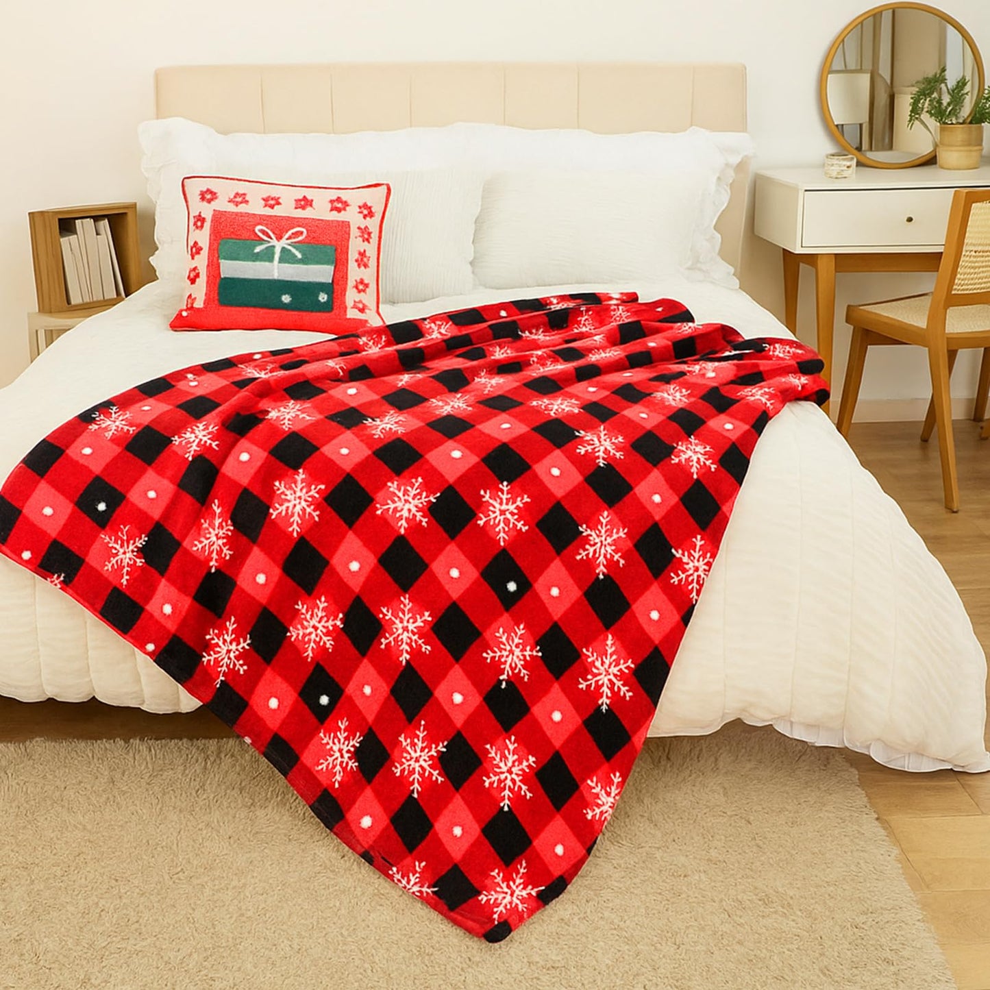 HunnmingRe 6 Set Christmas Fleece Throw Blanket Bulk Xmas Gift Set Include Merry Christmas Ribbon and Gift Card 50 x 60 Inch Holiday Blanket for Couch Sofa Winter Travel Decoration