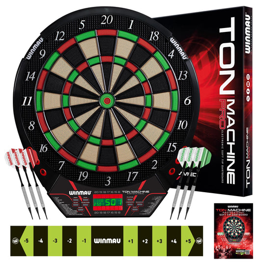 WINMAU Ton Machine Electronic Dartboard Set – Soft Tip Dart Board with 90+ Games, Digital Scoreboard & AI Play – 8 Player Multiplayer – Includes Darts, Tips & Throw Line