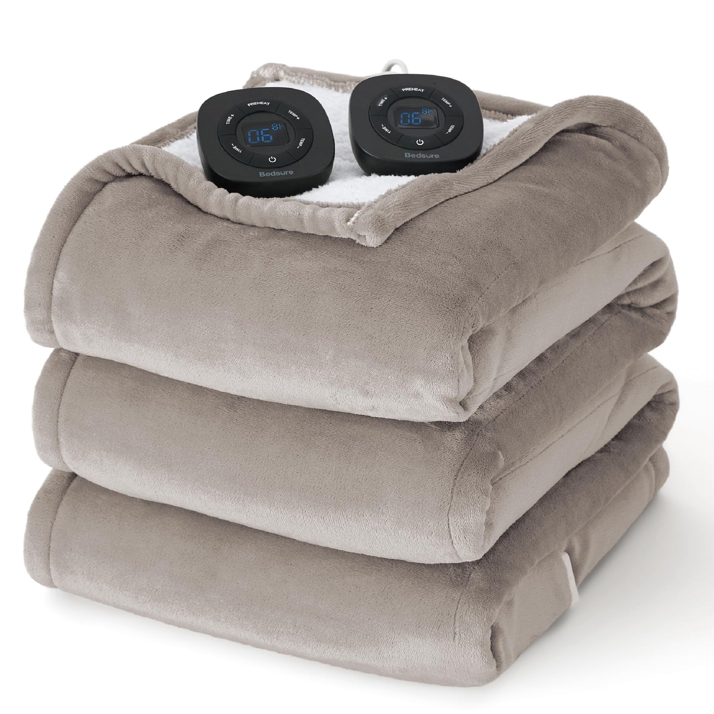 Bedsure Electric Blanket King Size - Dual Control Heated Blanket King Size, Fast Heating with 10 Time Settings & 10 Heat Settings, Warm Gift for Grandma (100x90 inches, Grey)