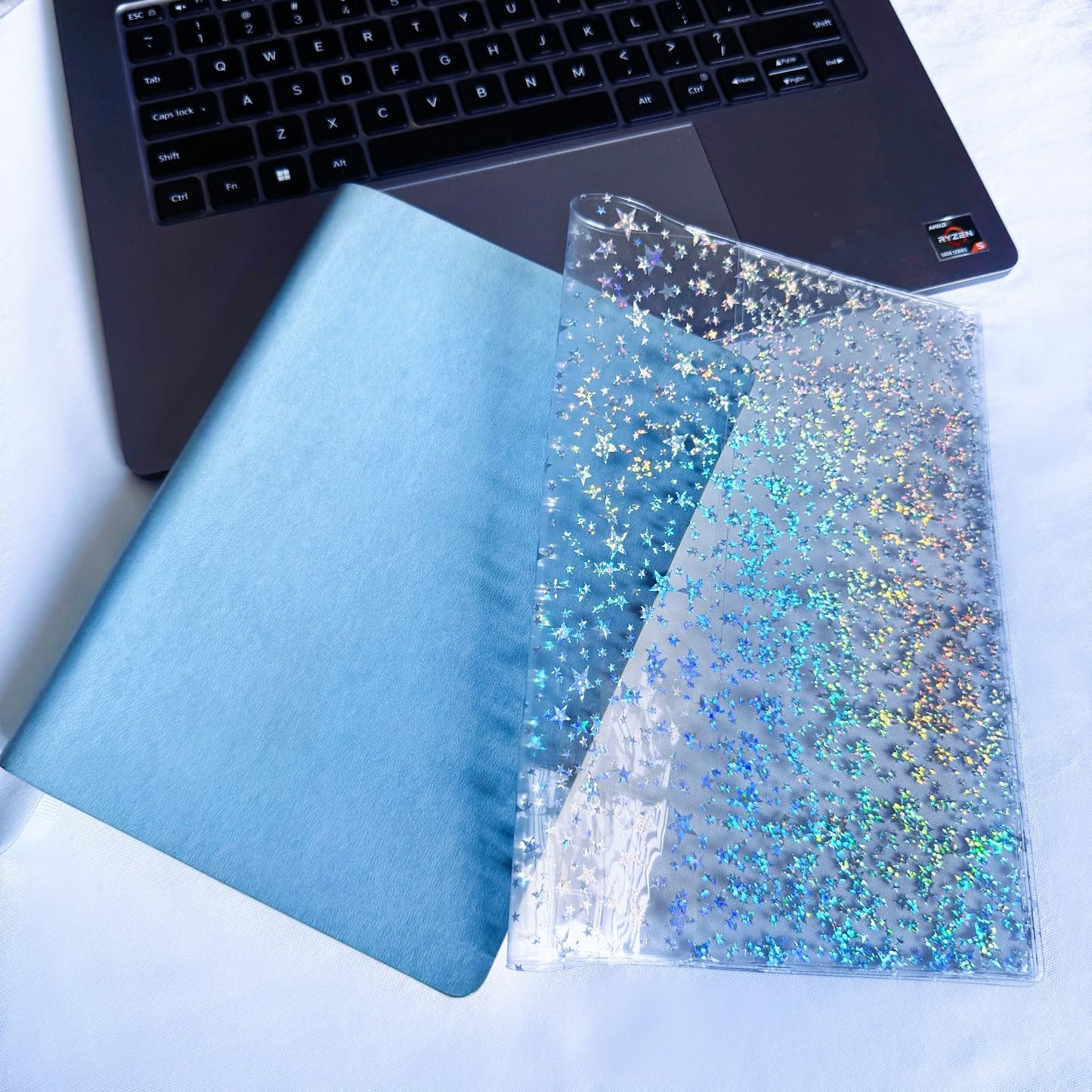 A5 Jelly Planner Cover, Fits A5 Hobonichi Cousin, Midori and Stalogy Notebooks, Glitter Star Design