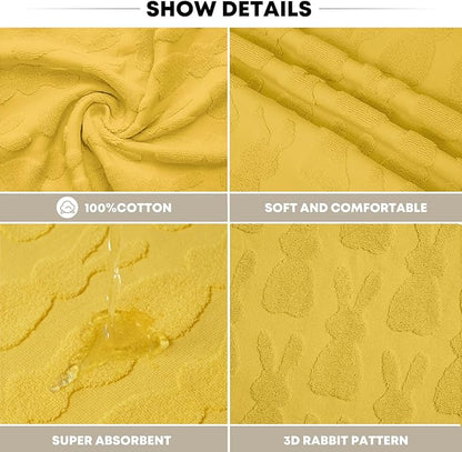 Artoid Mode 1 Pc Yellow 3D Rabbit Jacquard Easter Hand Towels