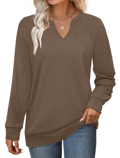 SAMPEEL Sweatshirts for Women V Neck Long Sleeve Shirts Lightweight Sweaters Fall Fashion Tops Outfits 2025